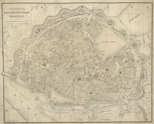 La mappa è stata pubblicata (1839) e mostra Amburgo